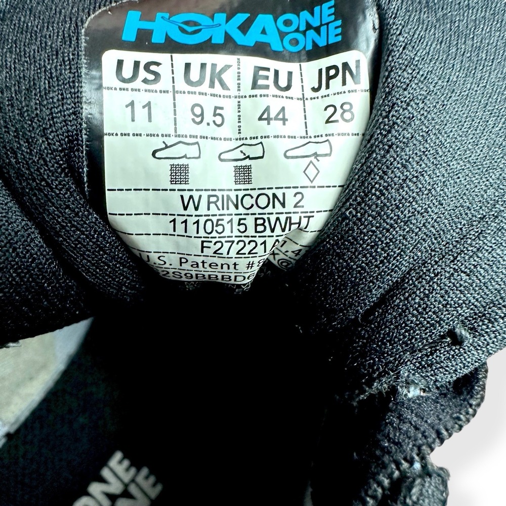Hoka One One W Rincon 2 Women's Running Shoes Black/White (1110515) Size 11 - Picture 15 of 15